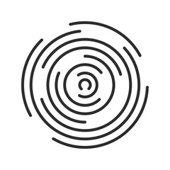 circular ripple icon. Concentric circles with broken lines isolated on white background. Vortex, sonar wave, soundwave, sunburst, signal signs - obrazy, fototapety, plakaty
