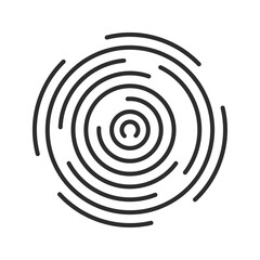 circular ripple icon. Concentric circles with broken lines isolated on white background. Vortex, sonar wave, soundwave, sunburst, signal signs