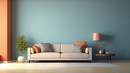 Modern living room design. Illustration AI Generative.
