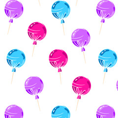 seamless pattern with painted candies and lollipops