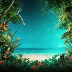 Fototapeta na wymiar Magic tropical background. Illustration AI Generative.