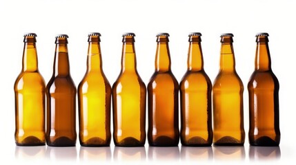 Glass bottles of beers. Illustration AI Generative
