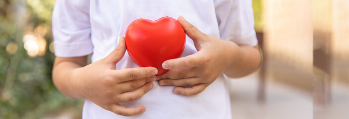Child holding a heart in his hand
