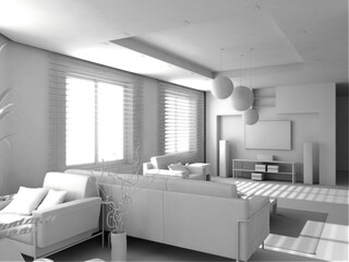 blank modern interior of the privat apartment (3d)