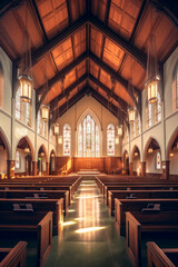 Fototapeta premium Church interior architecture. Generative AI