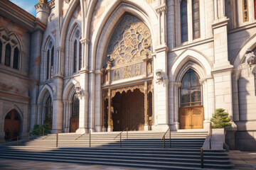 Fototapeta na wymiar Cathedral exterior architecture. Generative AI