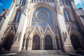 Fototapeta na wymiar Cathedral exterior architecture. Generative AI