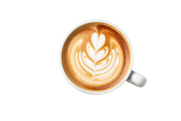 Hot latte coffee for beverage on transparent background. Generative Ai - obrazy, fototapety, plakaty
