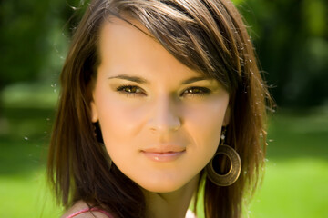 Fototapeta premium The Beauty Woman With Brown Eyes