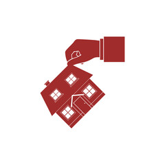 Hand giving house icon isolated on transparent background