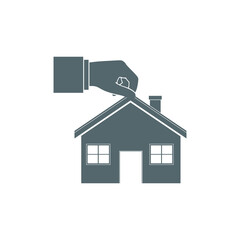 Hand giving house icon isolated on transparent background