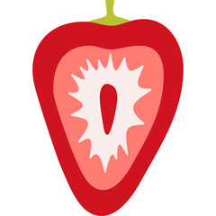 Half Cut Strawberry Illustration