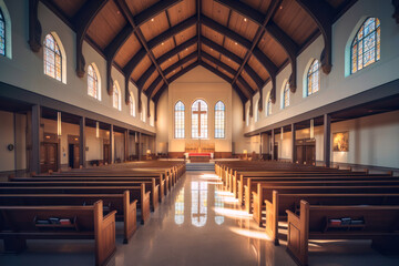 Obraz premium Church interior architecture. Generative AI