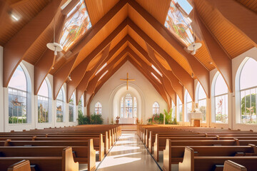 Fototapeta na wymiar Church interior architecture. Generative AI