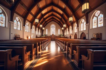 Foto op Canvas Church interior architecture. Generative AI © Sunshower Shots