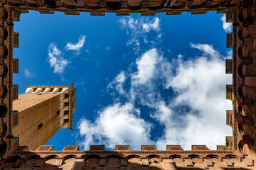 Detail of the internal stamp of the Mangia's tower in Siena, Tuscany, Italy