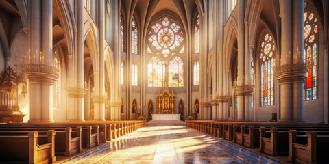 Cathedral interior architecture. Generative AI
