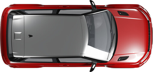 Top view of red SUV