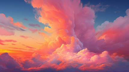 Spectacular sunset with colorful clouds. AI