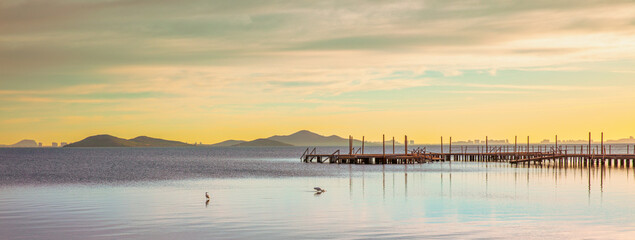 Sunset of the Mar Menor lagoon,  Murcia, Spain