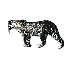  color sketch of leopard with transparent background