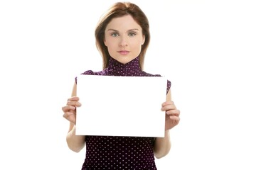 Fototapeta premium Businesswoman with white copy space in her hands