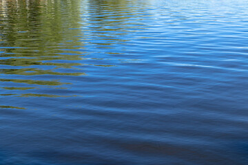 Light ripples on the water surface. The water surface of the lake