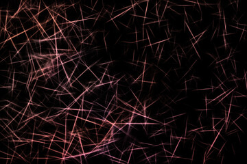 Sieć świetlistych smug o prostych liniach przecinających się pod wieloma kątami na czarnym tle - abstrakcyjne tło, tekstura