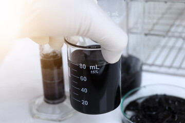 Oil in container, Laboratory Quality Testing Concepts