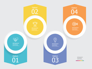 horozontal timeline infographic element report background with business line icon 4 steps