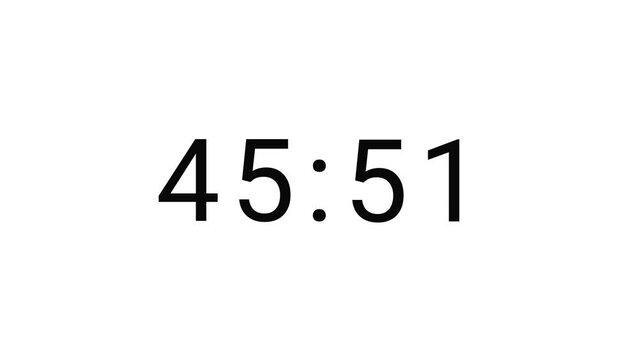 Stylish 50 seconds analog 4 digits countdown clock timer. Black number on White background. 4 digits number count. Simple and minimal 4K footage motion.