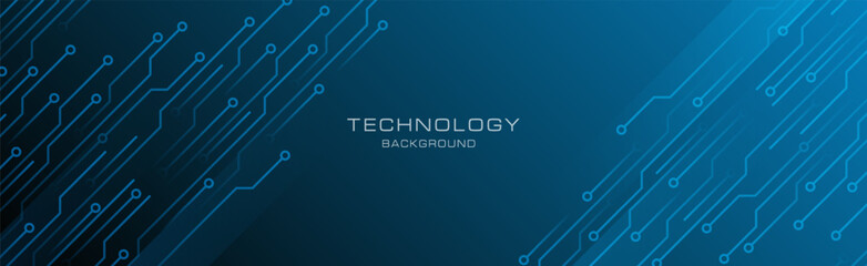 blue line technology long banner background. vector illustration