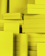 many yellow boxes close up