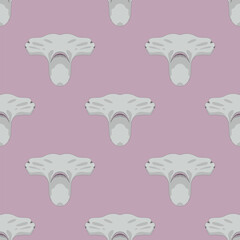 Seamless animal pattern with heads of hammerhead shark. On purple  background.	 - obrazy, fototapety, plakaty