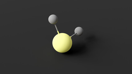 hydrogen sulfide molecule, molecular structure, chalcogen-hydride gas, ball and stick 3d model, structural chemical formula with colored atoms