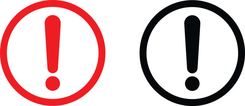 red and black exclamation mark circles isolated on white background. vector illustration