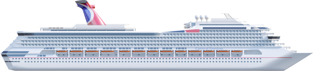 Side view of cruise ship - obrazy, fototapety, plakaty