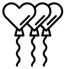 Wedding Balloon Vector Line Icon