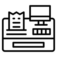 Cash Register Vector Line Icon