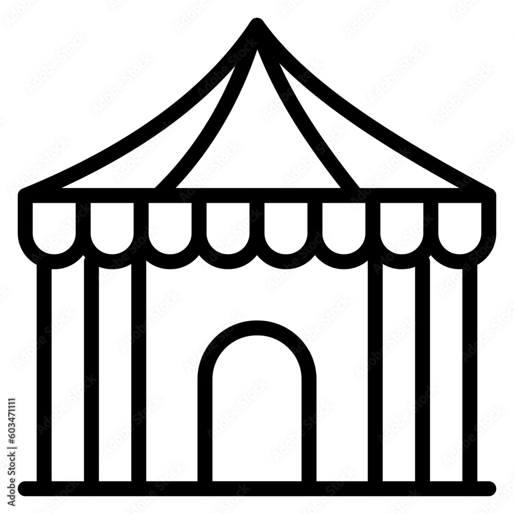 Poster circus tent vector line icon