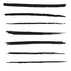 set of strokes underlines hand drawn vector