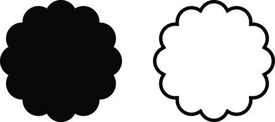 Scalloped circle shape set vector in two styles isolated on white background