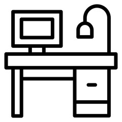 Desktop Table Vector Line Icon