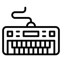 Piano keyboard Vector Line Icon