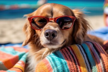 Illustration a dog summer vacation - Created with Generative ai