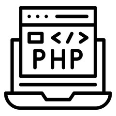 PHP Coding Vector Line Icon