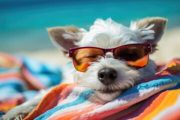 Illustration a dog summer vacation - Created with Generative ai