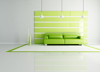green essential interior with modern couch - rendering