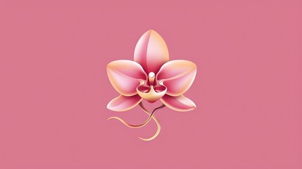 Fototapeta na wymiar a pink flower on a pink background with a gold stem on the end of the stem and a single flower on the end of the stem. generative ai