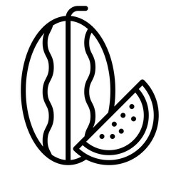 Watermelon Vector Line Icon